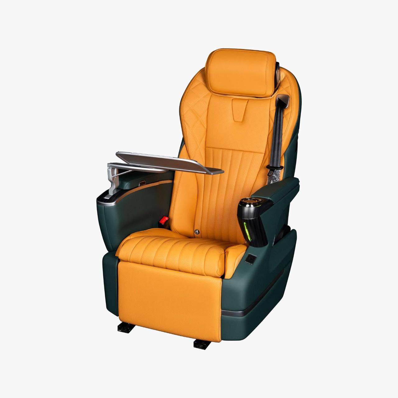 Amber Emerald recliner — cognac and forest green