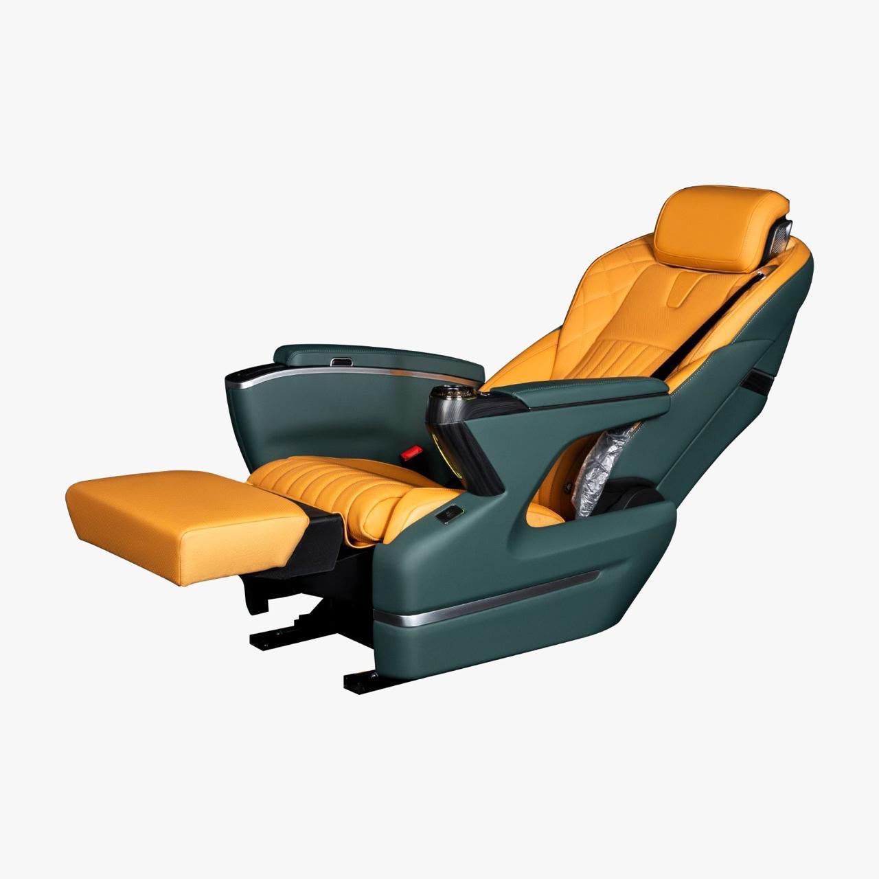Emerald Mustard recliner — side view in deep green